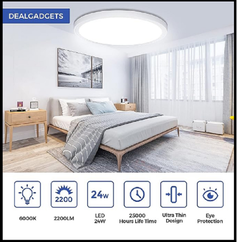 Flush Mount Ceiling Light Fixtures24W Flat Led Light for Ceiling6000K 2200LM U gallery