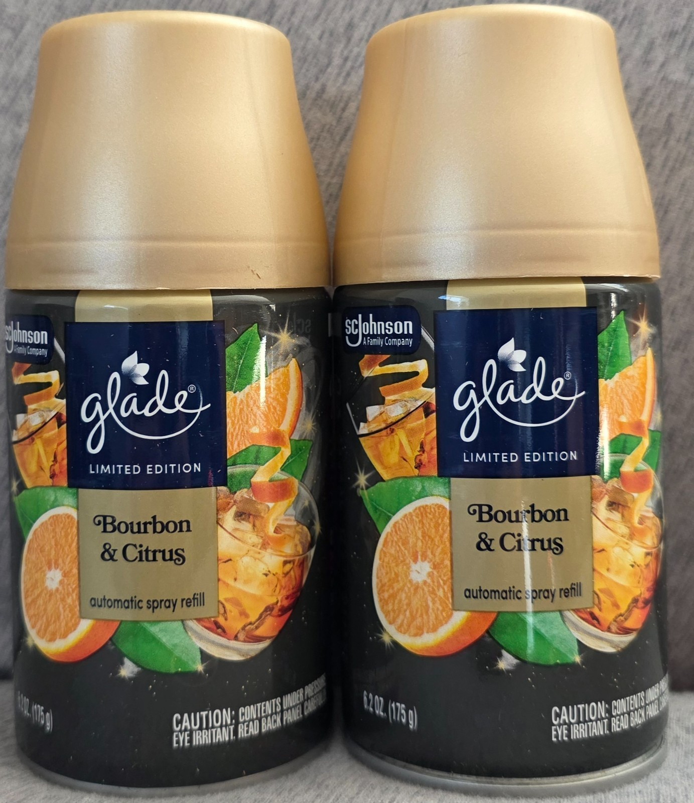 6 Glade Automatic Spray Refills ,Fireside Aged Bourbon, Limited Edition Oak Oil gallery