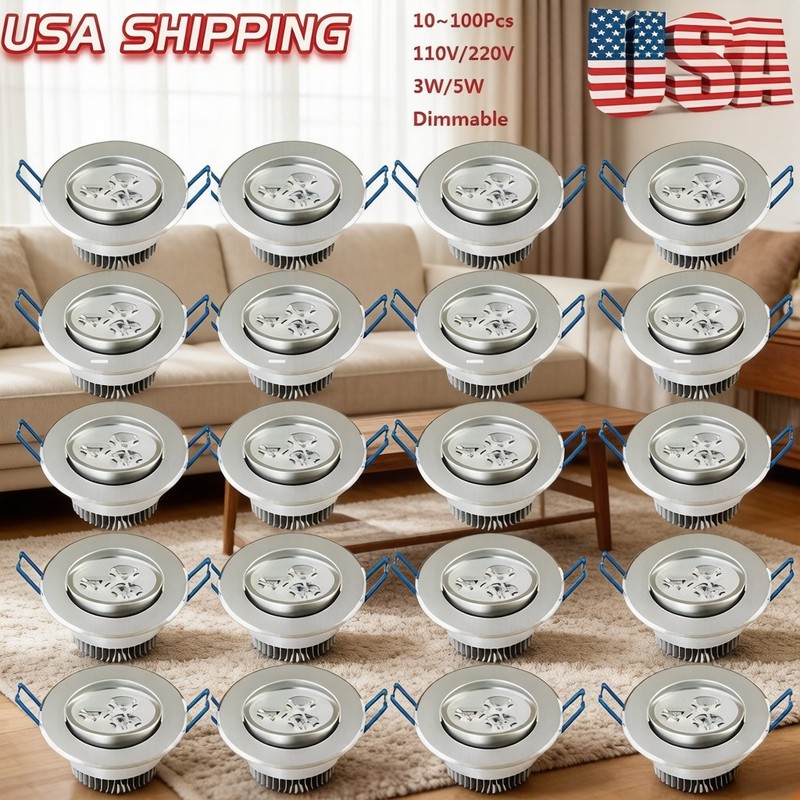 10-100PCS Dimmable LED Downlight 3W/5W Recessed Ceiling Light Spotlight 85V-265V gallery