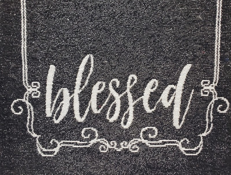 Short Tapestry Table Runner (13" x 48") INSPIRATIONAL,BLESSED, BLACK & WHITE, HC gallery