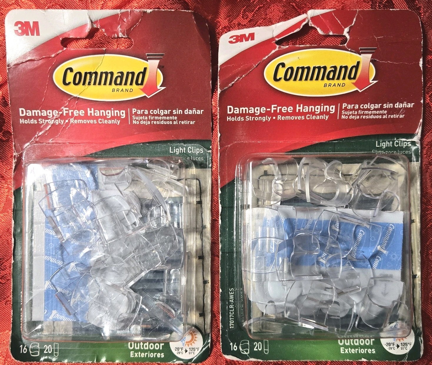 3M Command Outdoor Light Clips 16 Clips 20 Adhesives 2 Pack New Damaged Boxes gallery