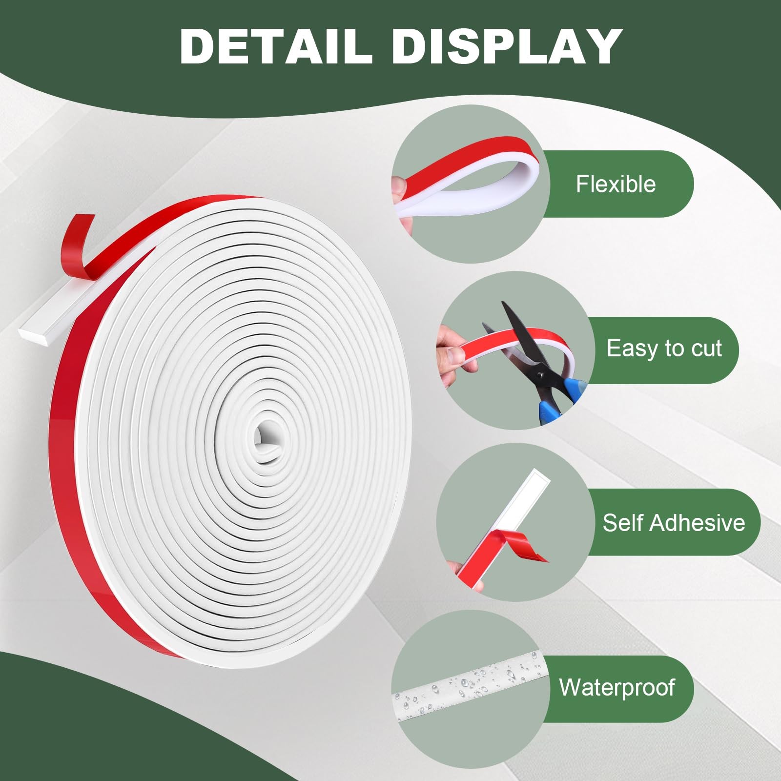 Window Grid Kit, 0.59inx36ft Window Grille Inserts Grid Kit, White TPE Self-A... gallery