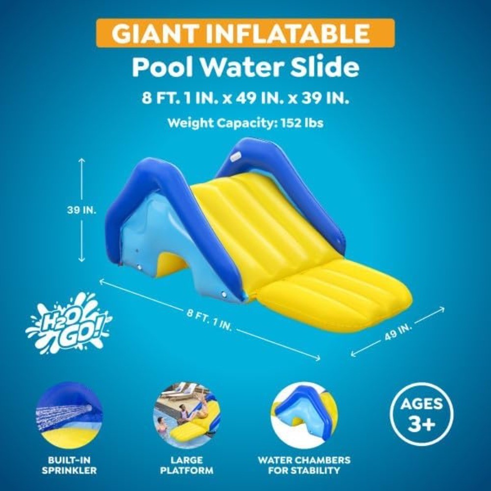 Giant Inflatable Outdoor Swimming Pool Water Slide with Built-In Sprinkler Large gallery