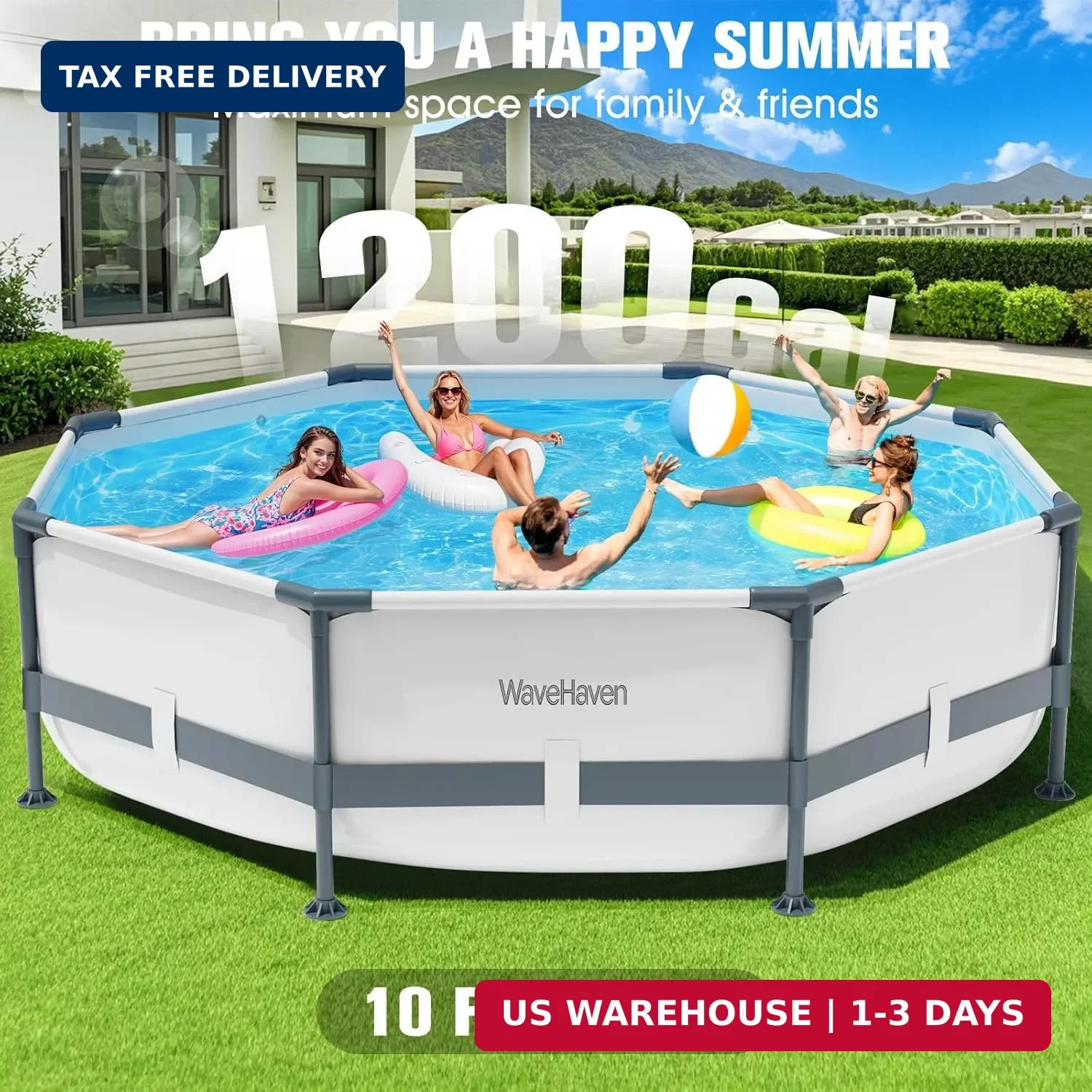 Above Ground Pool,10ft x 30in Frame Deep Swimming Pool,Round Family Pool,Large A gallery