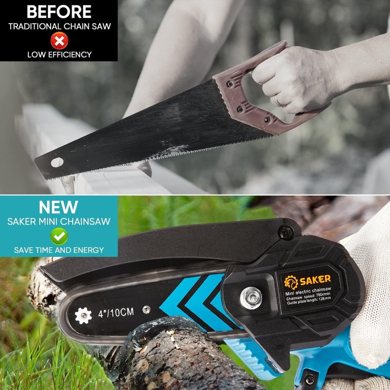 Saker Mini Electric Chainsaw 4" Portable Cordless Handheld High Efficiency E-1 gallery