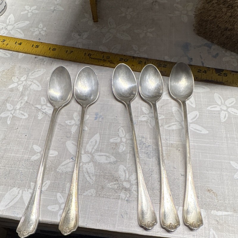 1847 Rogers Bros Silverplate Flatware Set 66 pcs Floral, Wood Case Blue Liner gallery