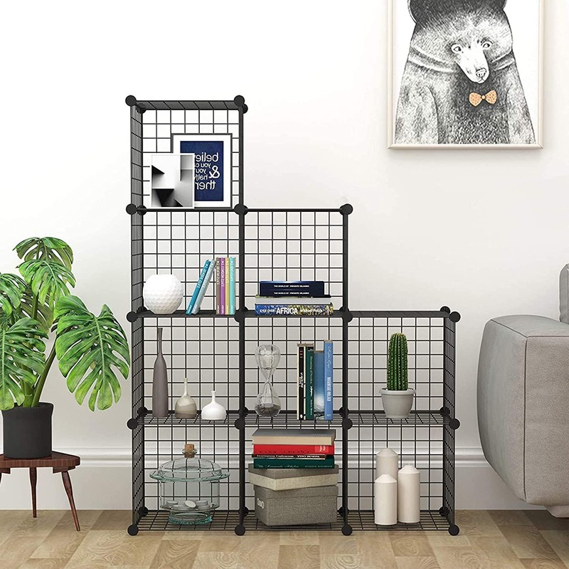 9-Cube Metal Grid Wire Storage Organizer Modular Bookshelf Unit Cube Storage gallery