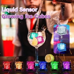 12Pcs Waterproof LED Ice Cubes, Multicolor Light Up Glow Cubes for Bar Wedding