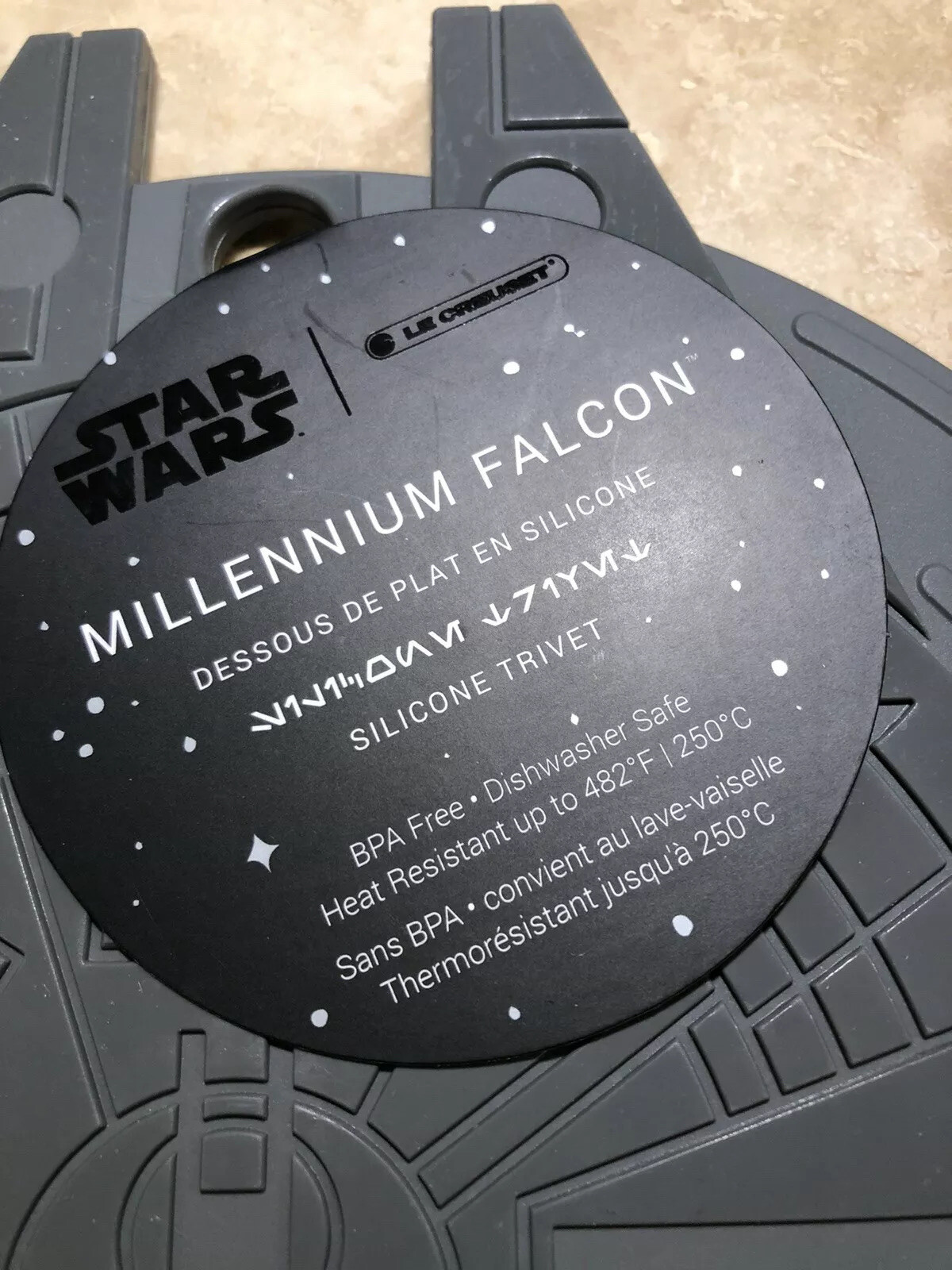 "Star Wars" LE CREUSET Millennium Falcon Dark Gray Silicone Trivet NWT Hot Pad gallery