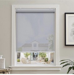 Cordless Roller Shades Light Filtering with 5% Openness 30″ W x 72″ H (Grey)