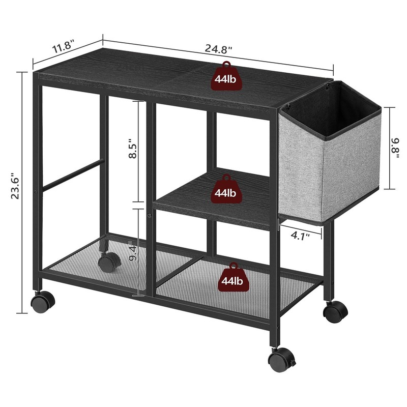 Printer Stand with Storage Bag, 3-Tier Mobile Under Desk Printer Cart with Wh... gallery