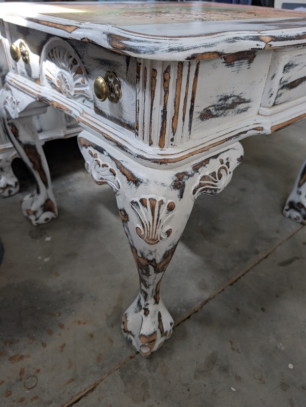 Shabby Chic Walnut End Tables (Pair) & Coffee Table "The Four Seasons" by Mucha gallery