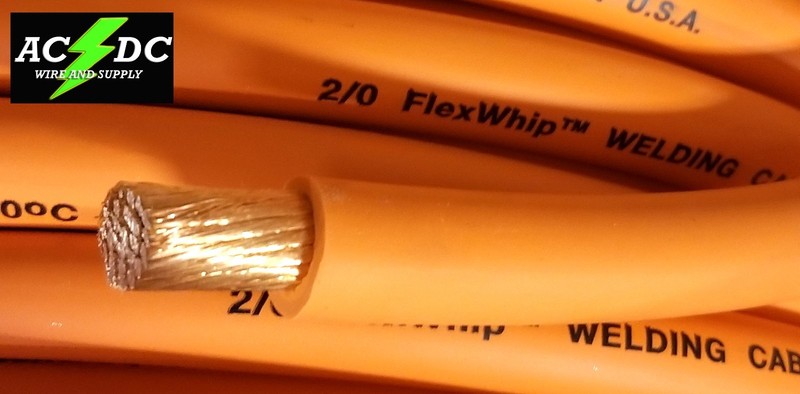 Battery Cable Pure Copper ORANGE FLEX WHIP Power Wire 1/0 or 2/0 Gauge AWG gallery