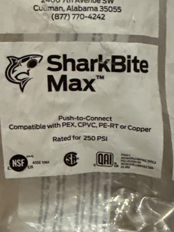 (6) SharkBite Max 1/2" Push-to-Connect x3/4" MNPT Brass Reducing Adapter Fitting gallery