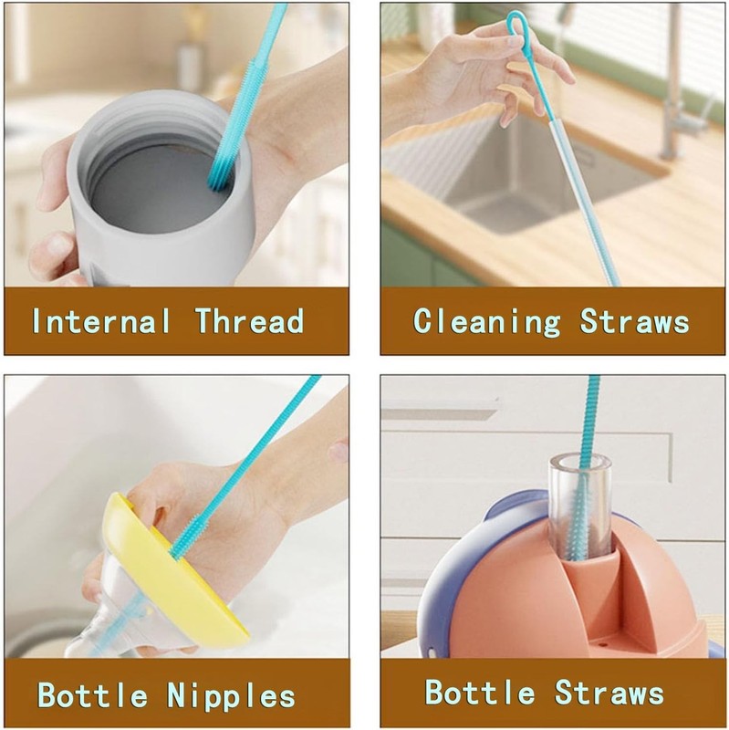 Silicone Straw Cleaner Brush, Reusable, Extra Long for Cleaning Tumbler, Handle gallery