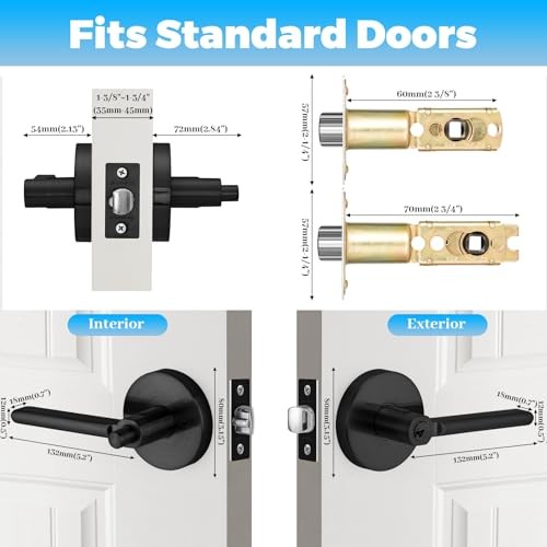 Round Push Button One-Touch Locking Door Handle with Matte Black Entry gallery