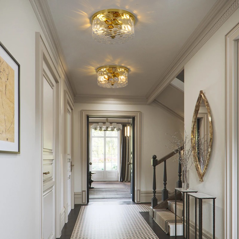 Modern Gold Semi Flush Mount Ceiling Light 12inch for Kitchen Hallway Bedroom gallery