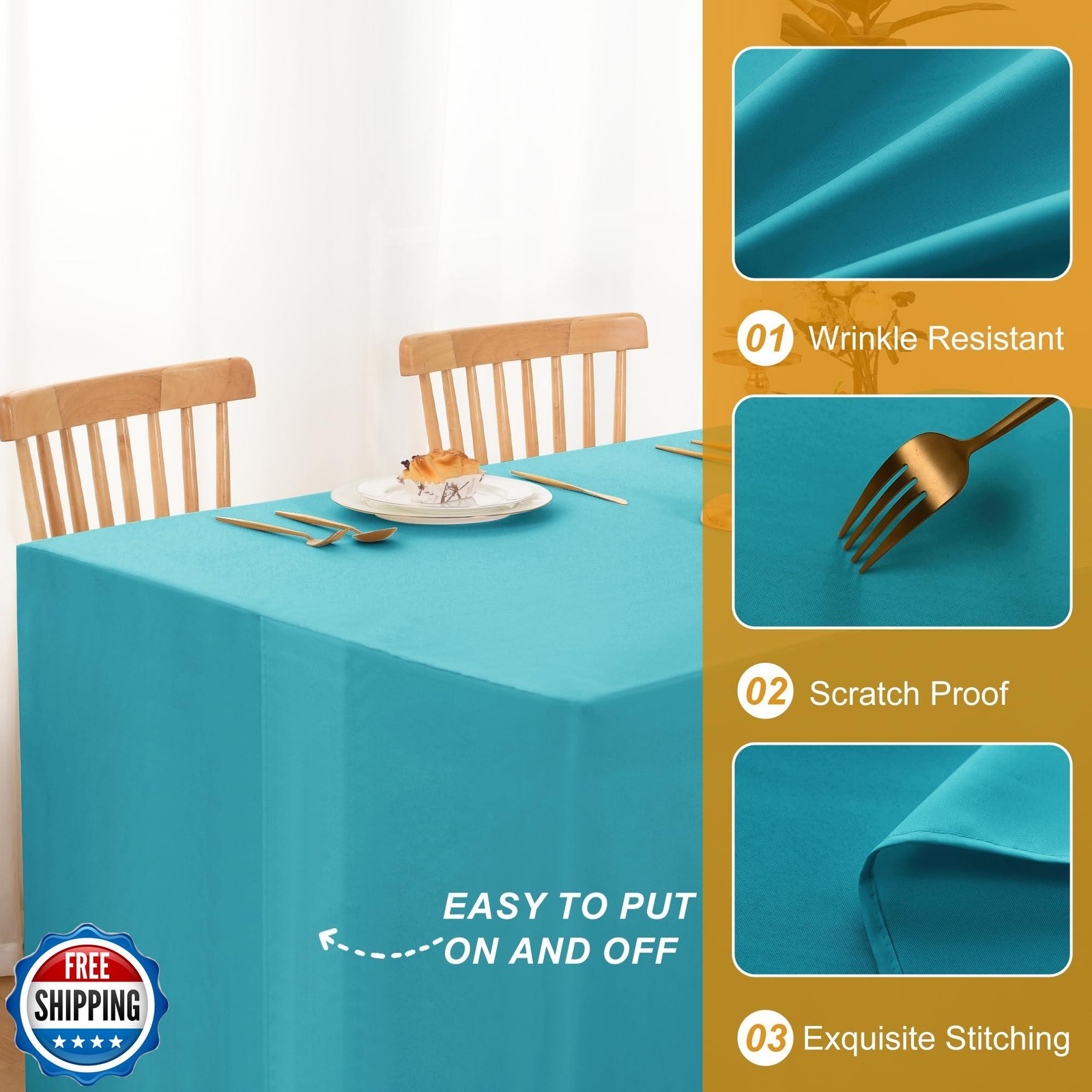 Hiasan Turquoise Waterproof Fitted Tablecloths 2 Pack, 30 x 72 Inch Tear Resi gallery