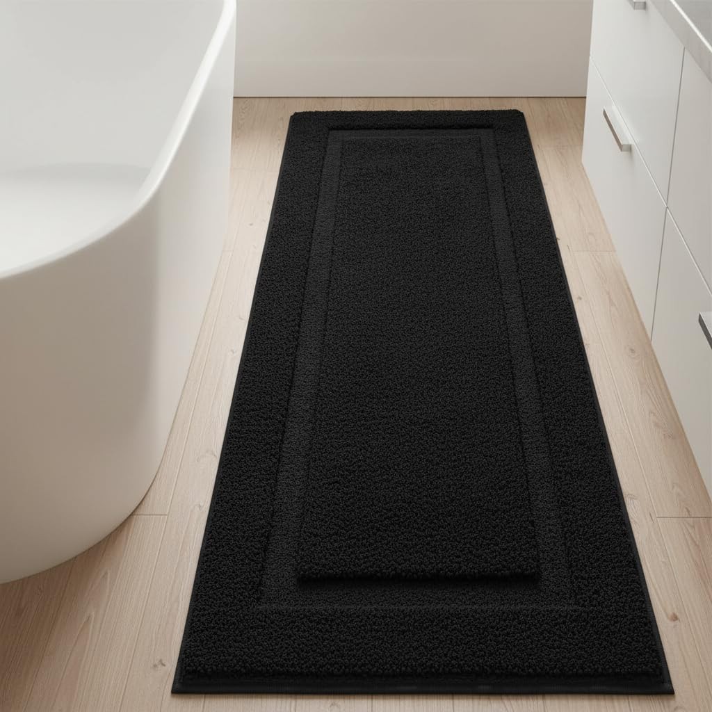 20x47 In Black Bathroom Runner Rug Super Soft Non Slip Washable Floor Mat Decor gallery