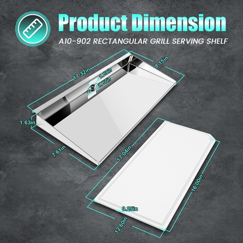 A10-902 Rectangular Grill Serving Shelf w/ Removable Cutting Board for 9” x 18" gallery