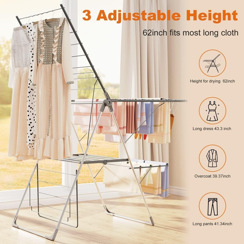 Clothes Drying Rack Foldable Large Laundry Drying Rack Collapsible Stainless ... gallery