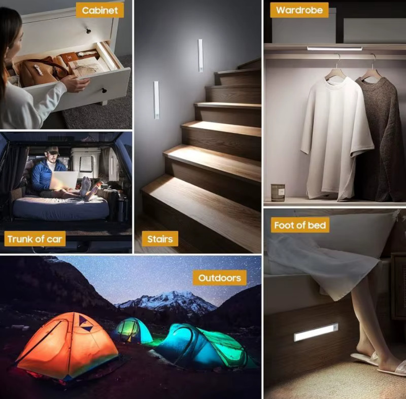 LED Motion Sensor Under Cabinet 3-color Light - USB Rechargeable 24cm / 9.5" gallery