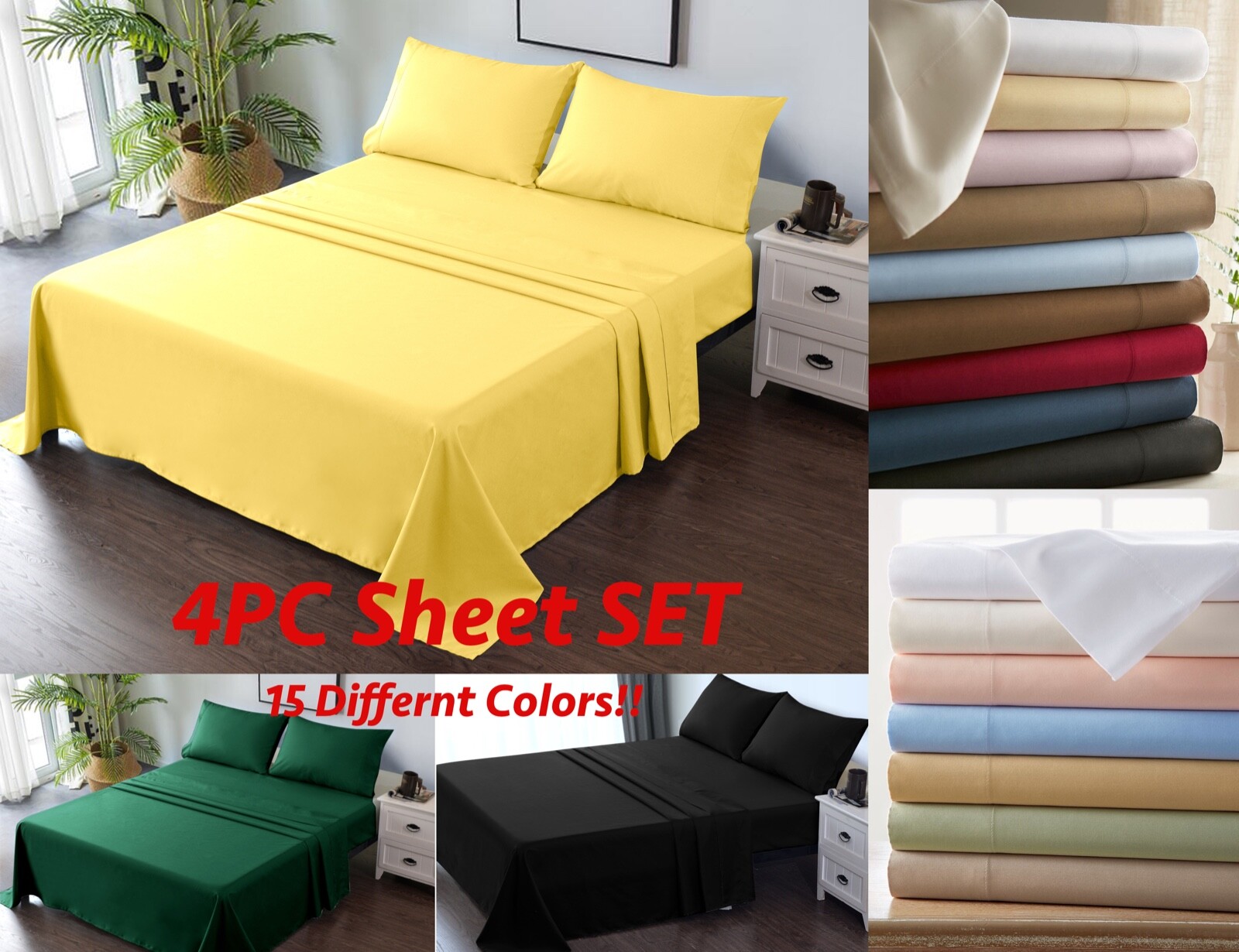 Superb 4 PC Bed Sheet Set - Breathable, Deep Pocket, Extra Soft gallery