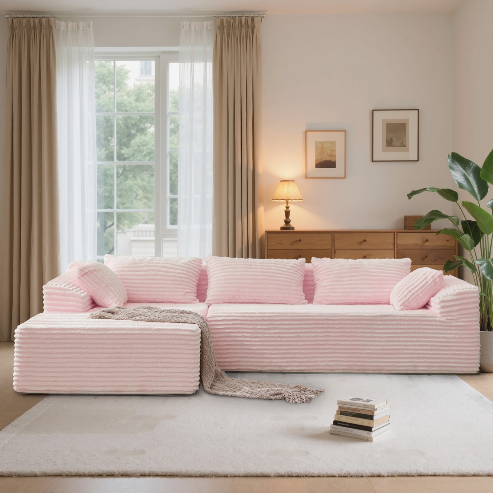 Korser 108" Sectional Couch with L-Shape Chaise Modular Corduroy Sofa gallery