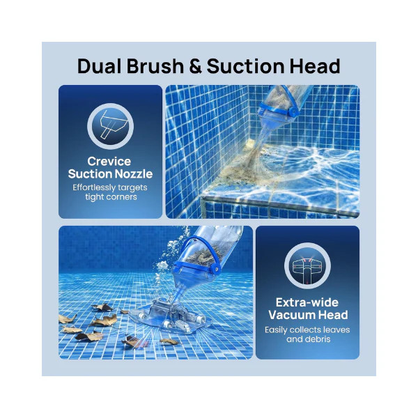 Consciot Cordless Pool Vacuum Cleaner Telescopic Pole 1100 GPH 60 Min Runtime gallery