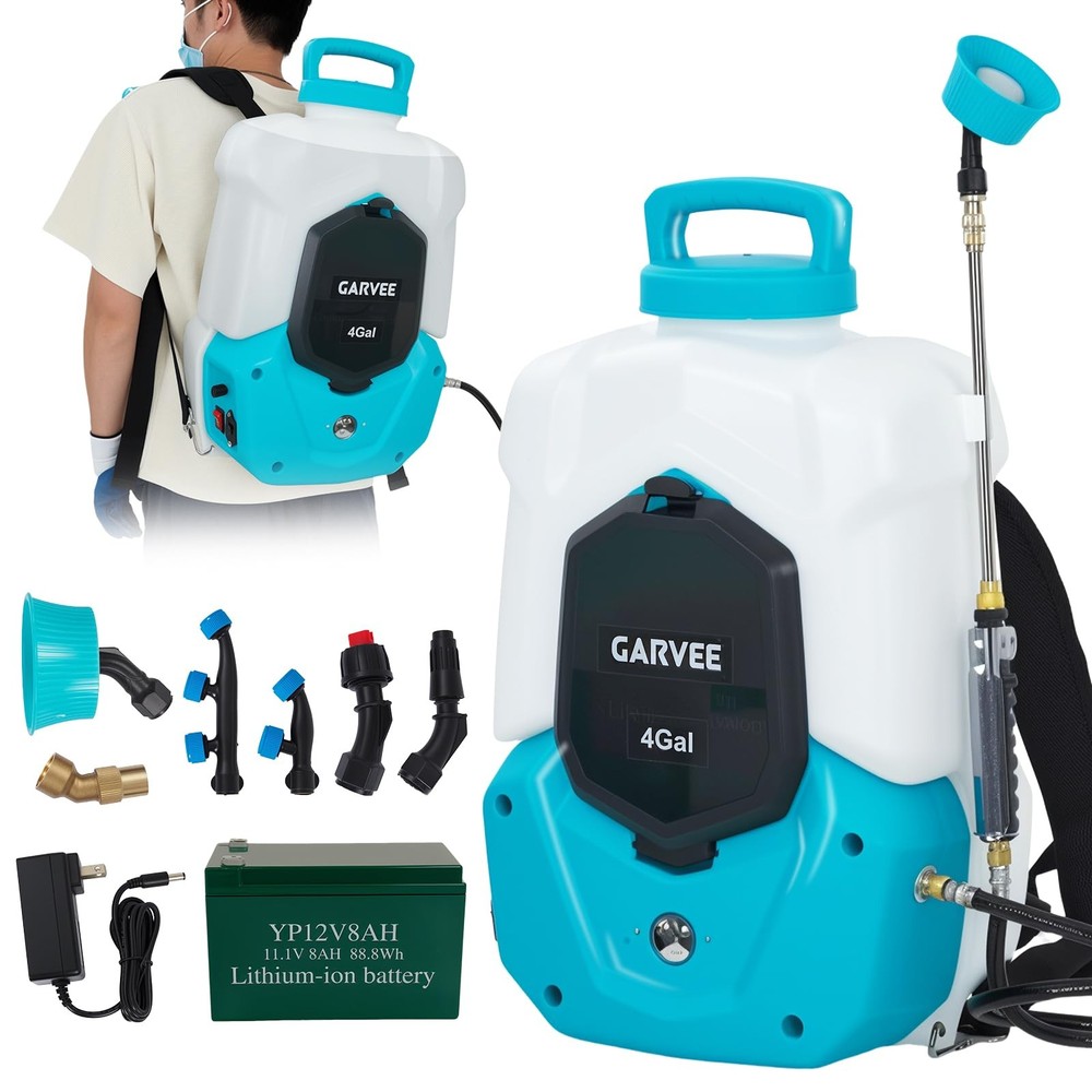 Battery Powered Backpack Sprayer 4 Gal Tank 0-90 PSI Adjustable Pressure US Fast