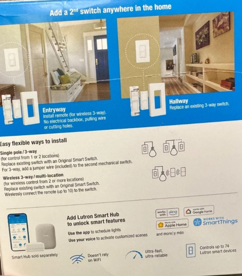 Lutron P-PKG1W-WH-R Caseta Wireless Smart Lighting Switch & Remote Kit - NEW gallery