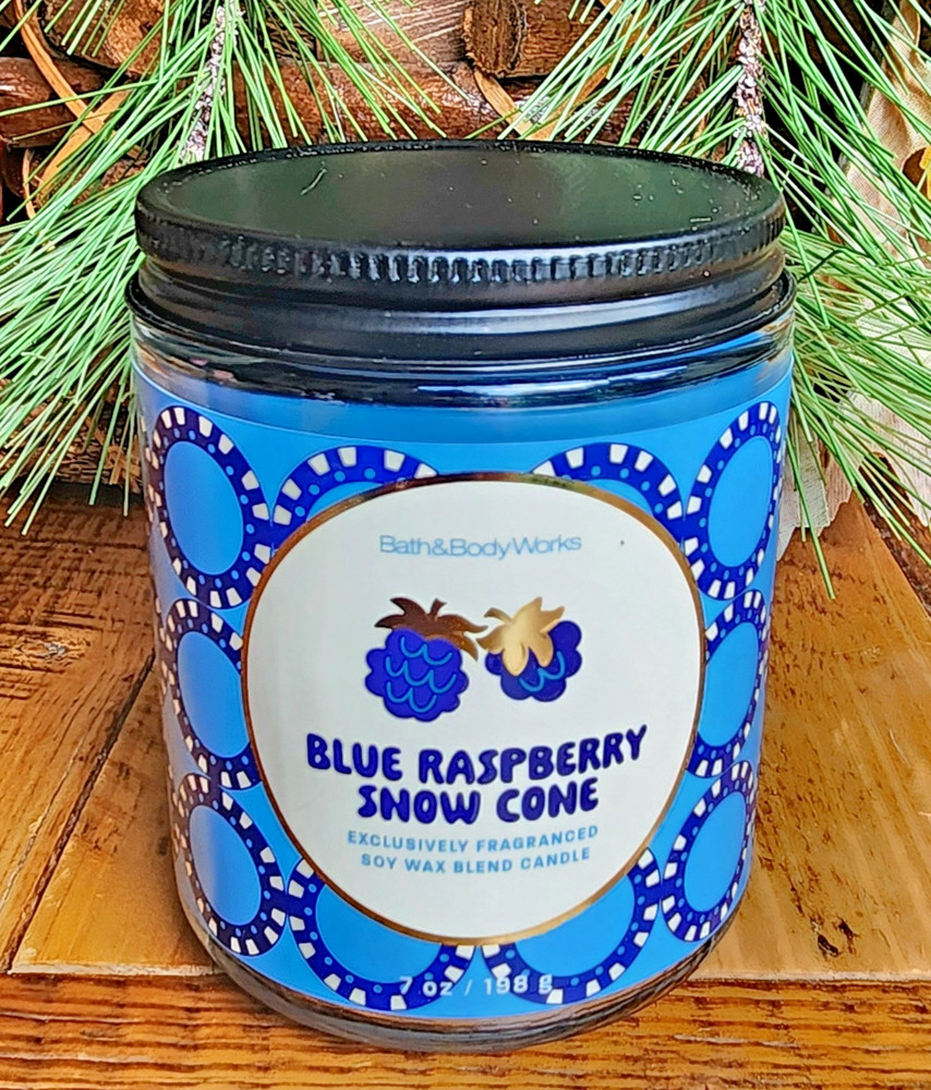 NEW☀️SUMMER~💙🍧BLUE RASPBERRY SNOW CONE~SINGLE WICK~Bath Body Works~SHIP FREE