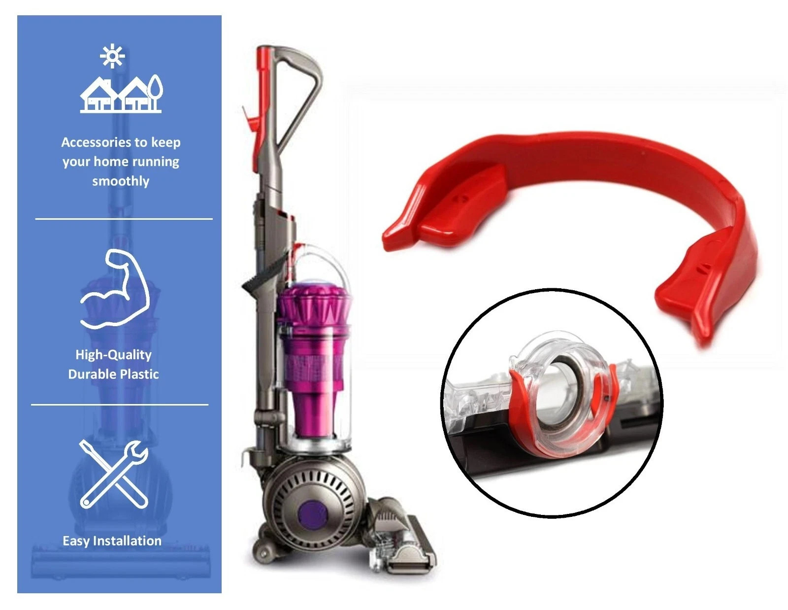 2 Vacuum Red Swivel C-Clip Connector for Dyson Models DC41 Genuine OEM Original gallery
