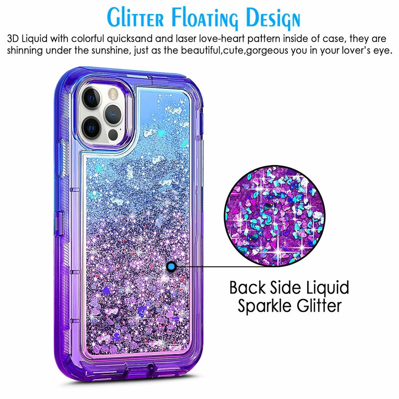 Liquid Glitter Shockproof Defender Case For iPhone 16 15 14 13 12 11 Pro Max XR gallery