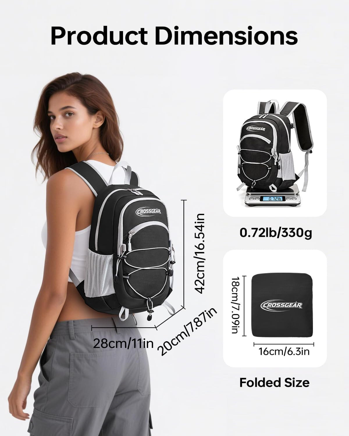 24L Hiking Backpack, Lightweight Foldable Packable Daypack with RFID Pocket, Mul 4