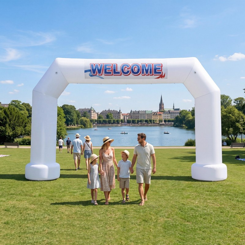 20Ft Inflatable Event Arch with built-in blower - White gallery