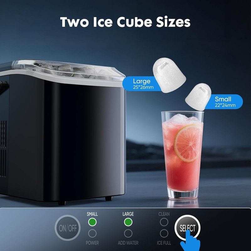 Portable Countertop Ice Maker Self Cleaning 26.5lbs/24H 9 Cubes in 6 Min w Scoop gallery