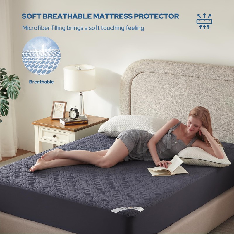 BEDLORE Waterproof Mattress Protector, Cal King Size Mattress Pad with Deep P... gallery