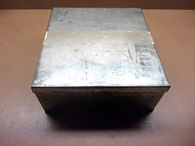 Nice Large Tinsmith Made Tin Box with Cover 8 1/2" x 9" x 3 1/2" w/Rolled Seams gallery