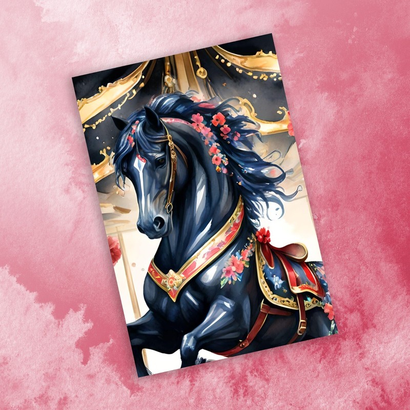 12 Assorted All Occasion Note Cards Blank Greeting Cards Carousel Horses gallery