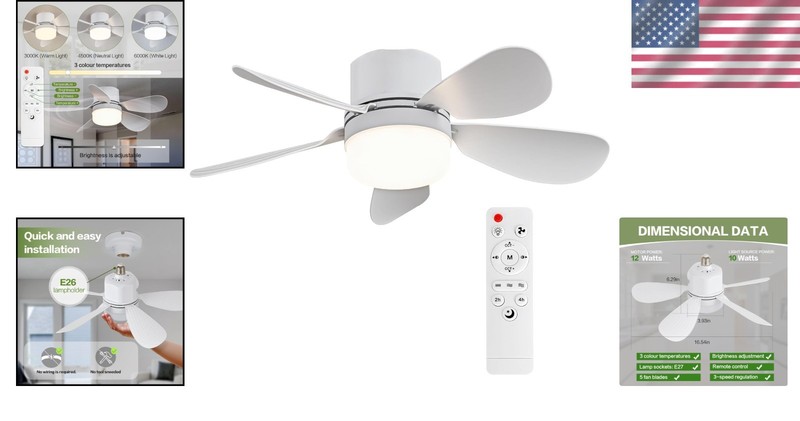Sleek Dimmable Ceiling Fan Light with Remote Control - 85V-265V Compatibility gallery