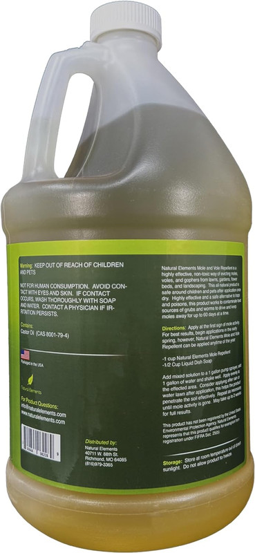 Natural Elements Mole and Vole Repellent 100% Castor Oil Pet Safe 1 Gallon gallery