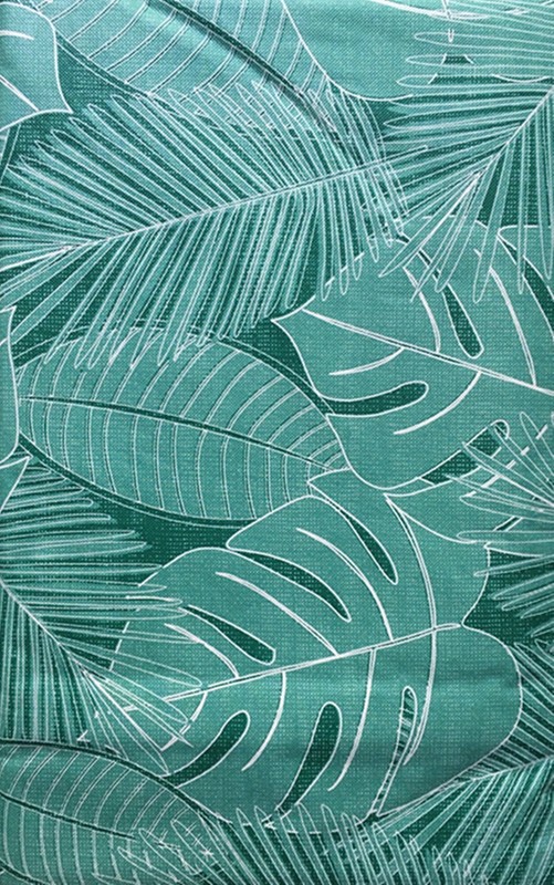 Tropical Leaf Pattern on Green Color Var Size Vinyl Flannel Backed Tablecloth gallery