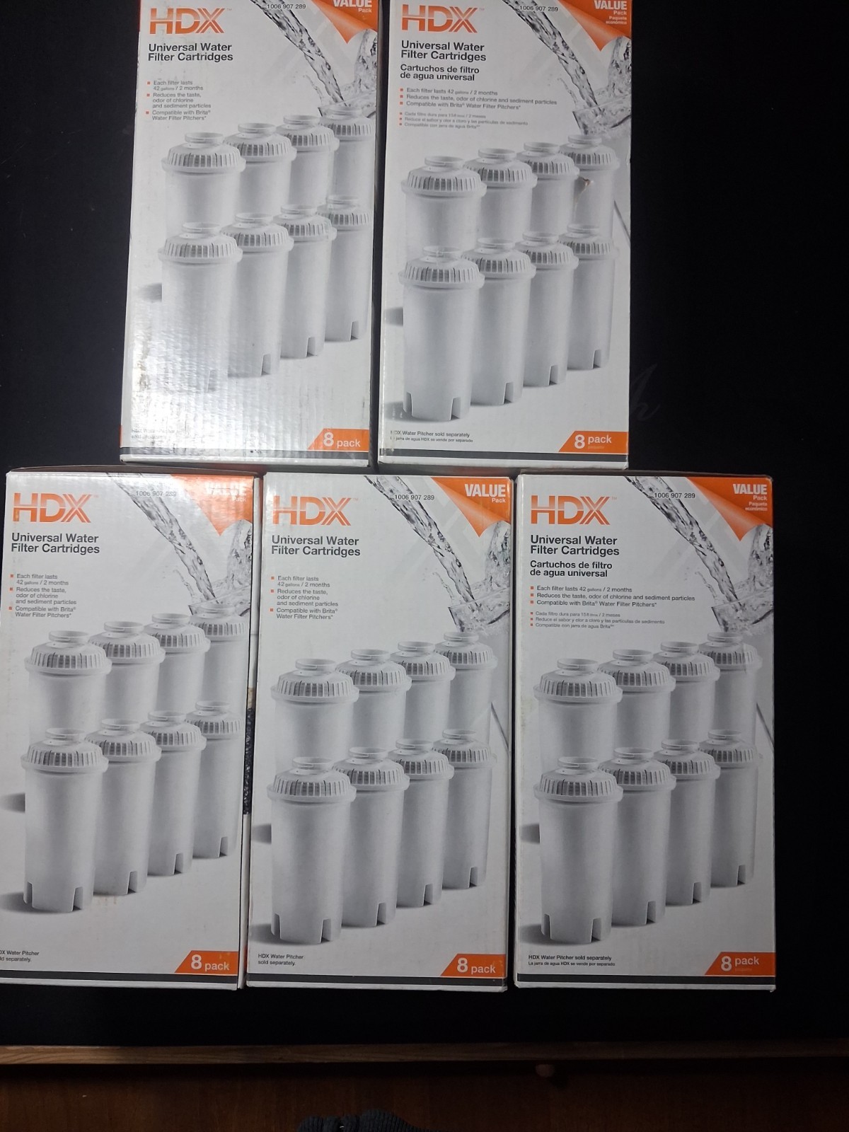 HDX Brita Pitcher Universal Replacment Water Filter Cartridges Lot Of 5, 8-Packs gallery