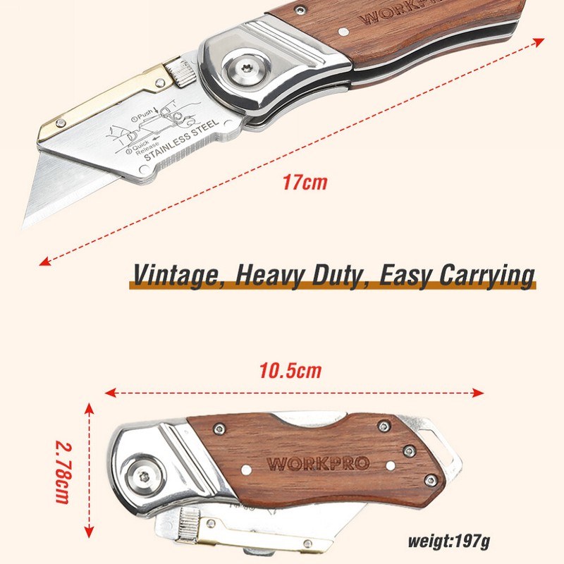 WORKPRO Folding Utility Knife with/10 Blade Heavy Duty Cutter Quick Change Blade gallery