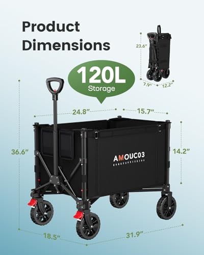 Wagons Carts Foldable, Collapsible Wagon Cart with 220 lbs Max Load and gallery