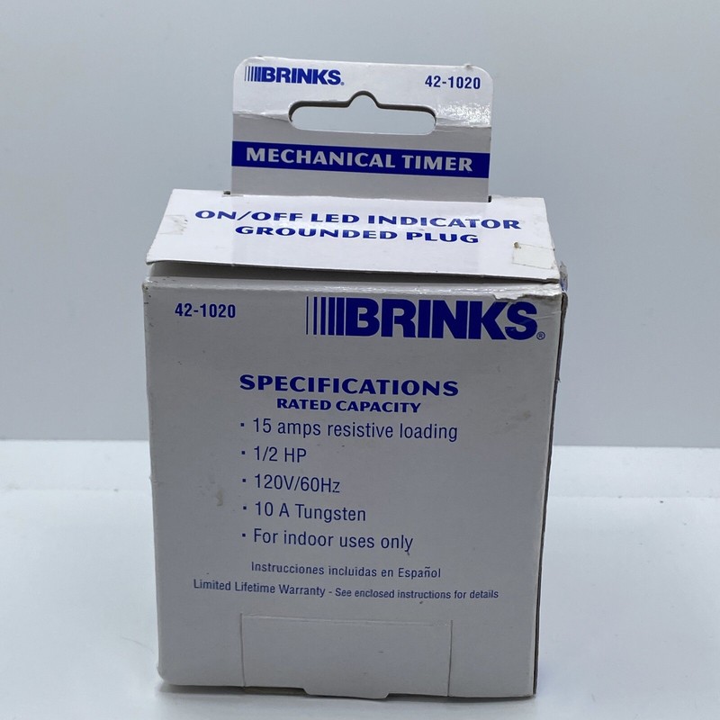 Brinks 42-1020 Mechanical Timer Grounded Plug 120V For Indoor Use Only gallery