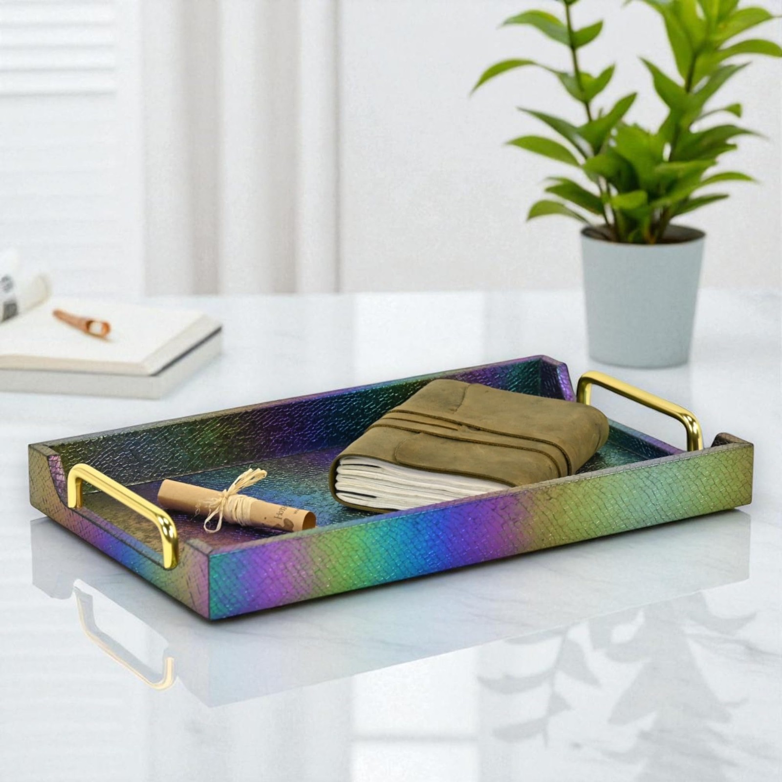 Nimue Prismatic Scale Tray RaInbow Gold 15Dot75In gallery