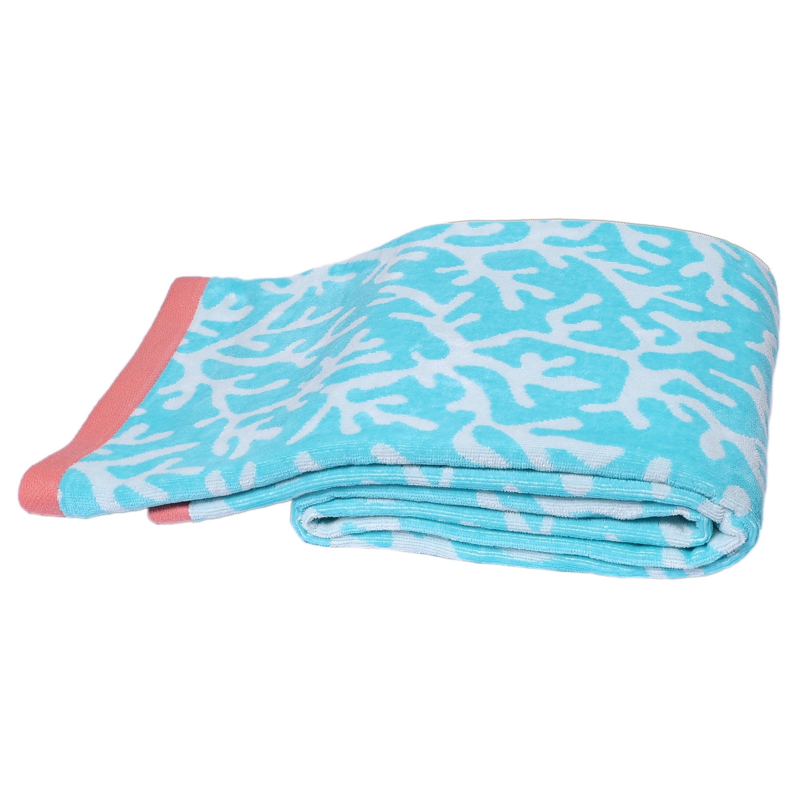Mainstays Oversized Cotton Blend Blend Beach Towel, 36 x 72 in, Coral Teal gallery