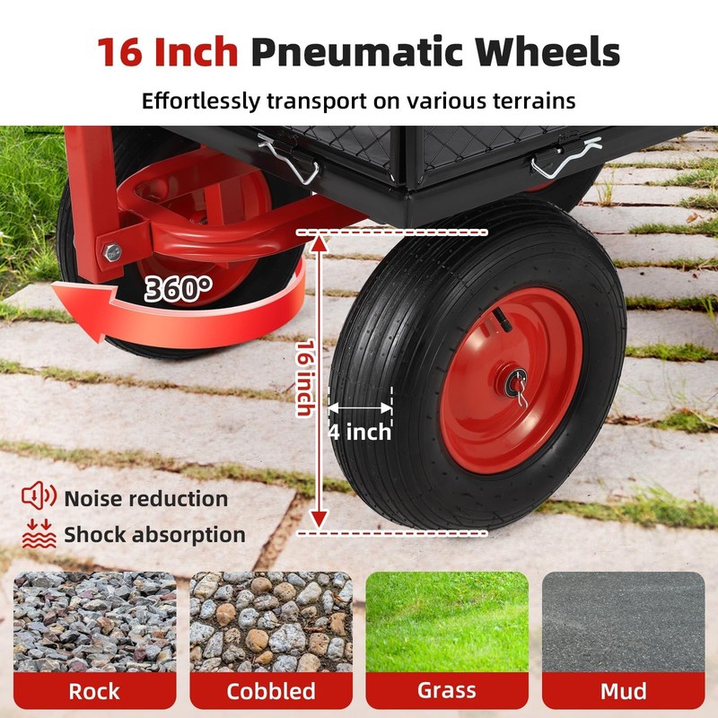 Heavy Duty Pullable Garden Utility Wagon Yard Cart 1400 lbs w/10" Tires for Lawn gallery